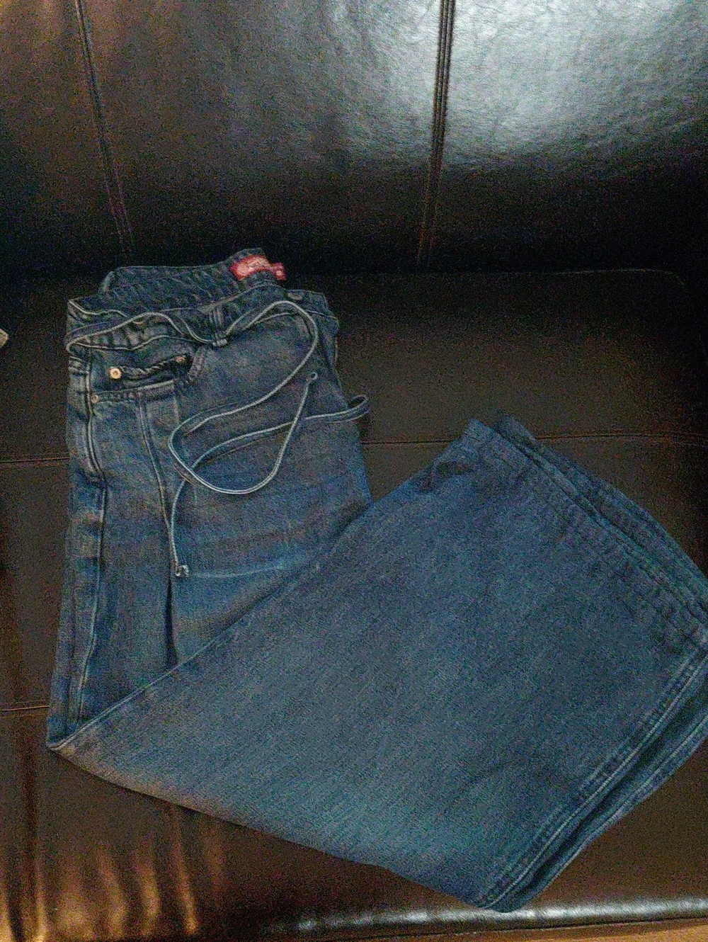 Lucky Brand Women’s Wide Leg Jeans in Dark Blue Denim